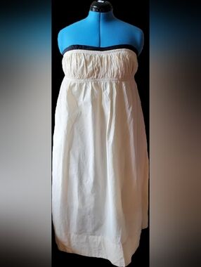 Anthropologie Cream Strapless Maxi with Black Band w/Pockets